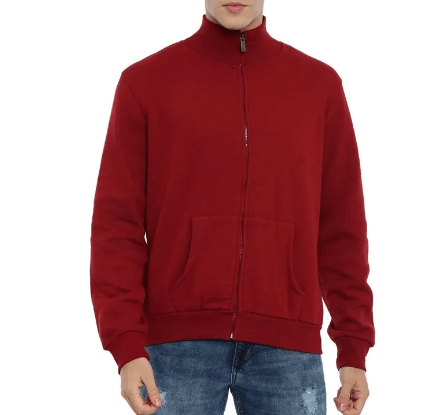 Zipper High Neck in red color