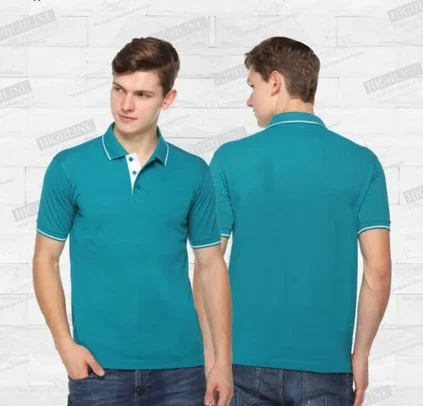 Custom Polo Neck T-shirt white and blue T-shirt Printing in kolkata teesbro